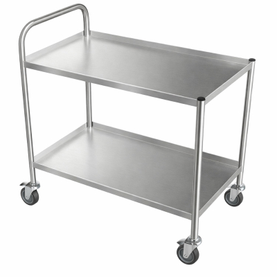 Carro Bandeja 2 Planos Carro Auxiliar Aço Inox com Abas