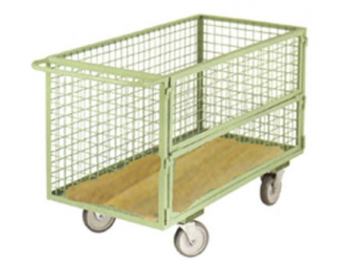 Carro Caixa de Madeira 4 Abas com Tela 500 Kg - Carrinho Caixa