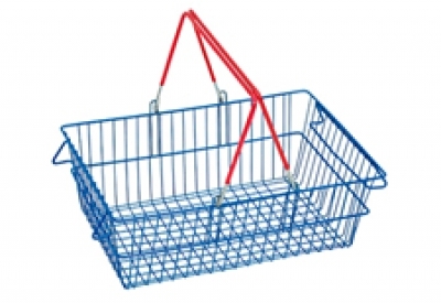 Cesta Aramada com Alça Colorida - Cesta de Compras Supermercado