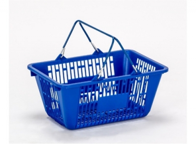 Cesta Plástica com Alça Metálica - Cesta de Compras Supermercado