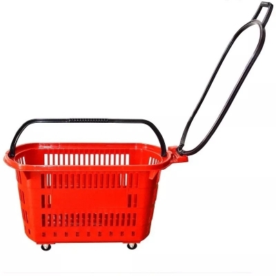 Cesta Plástica com Rodas - Cesta de Compras Supermercado