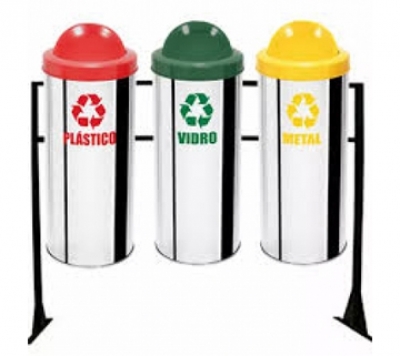 Conjuntos Lixeira de Inox Coleta Seletiva - Lixeira Coleta Seletiva