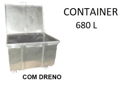 Container Aço Inox 680 Litros - Contentor de Lixo