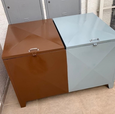 Container de Aço Galvanizado - Lixeira Ambiental Coleta Seletiva