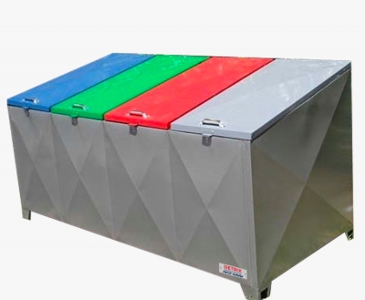 Container de Aço Galvanizado - Lixeira Ambiental Coleta Seletiva