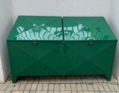 Container de Aço Galvanizado - Lixeira Ambiental de Aço 940 Litros