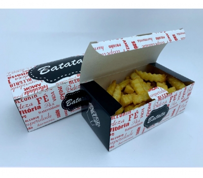 Embalagem Caixa Batata Frita com Tampa - Caixa Batata Frita Delivery