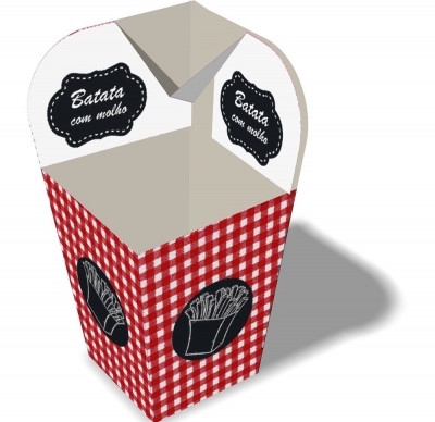 Embalagem para Batata Frita suporte Molho - Caixa Batata Frita Delivery