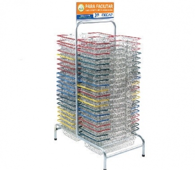 Expositor Duplo Cestas Supermercado - Suporte para Cestas de Mão