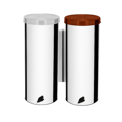 Lixeira Aço Inox Dupla Lixo Reciclável e Orgânico​