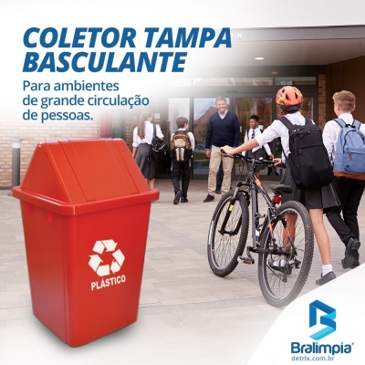 Lixeira Basculante 100 Litros - Lixeira Tampa Vai e Vem Bralimpia
