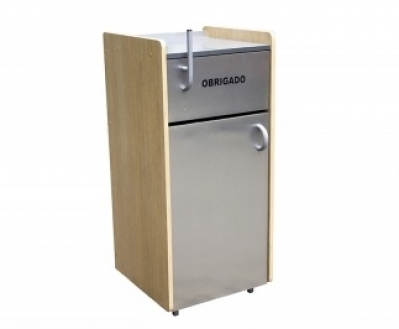 Lixeira Fast Food MDF com Inox | Lixeira Praça de Alimentação