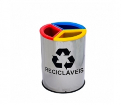 Lixeira Mix Inox 30 Litros - Lixeira com Divisórias Coloridas