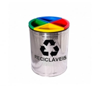 Lixeira Mix Inox 50 Litros - Lixeira com Divisórias Coloridas