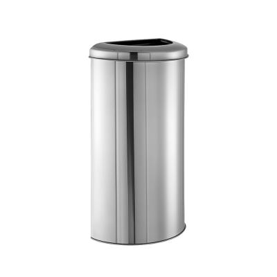 Lixeira Meia Lua Aço Inox Tampa Aro