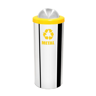 Lixeira Redonda Aço Inox Tampa Basculante Aro Colorido