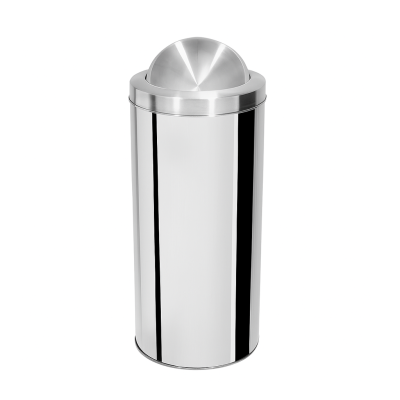 Lixeira Redonda Aço Inox Tampa Basculante