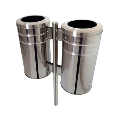 Lixeira Urbana Aço Inox Tampa Aro 50 Litros