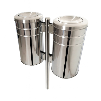 Lixeira Urbana Aço Inox Tampa Basculante 50 Litros