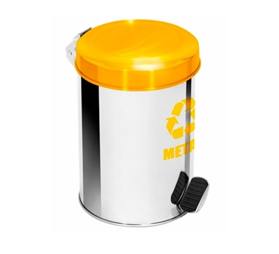 Lixeira de Inox com Pedal – Cesto de Lixo de Inox Tampa Colorida