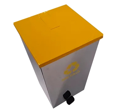 Lixeira Inox Quadrada com Pedal - Lixeira de Inox Quadrada