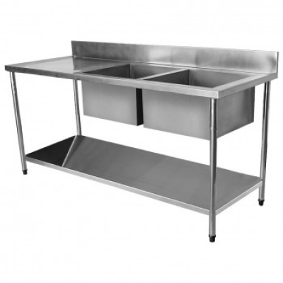 Mesa de Aço inox 2 Cubas (50x40x25) - Pia Aço inox com Cubas