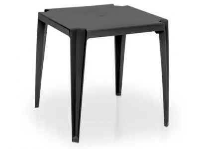 Mesa de Plástico Quadrada Preta – Mesa de Plástico Empilhável